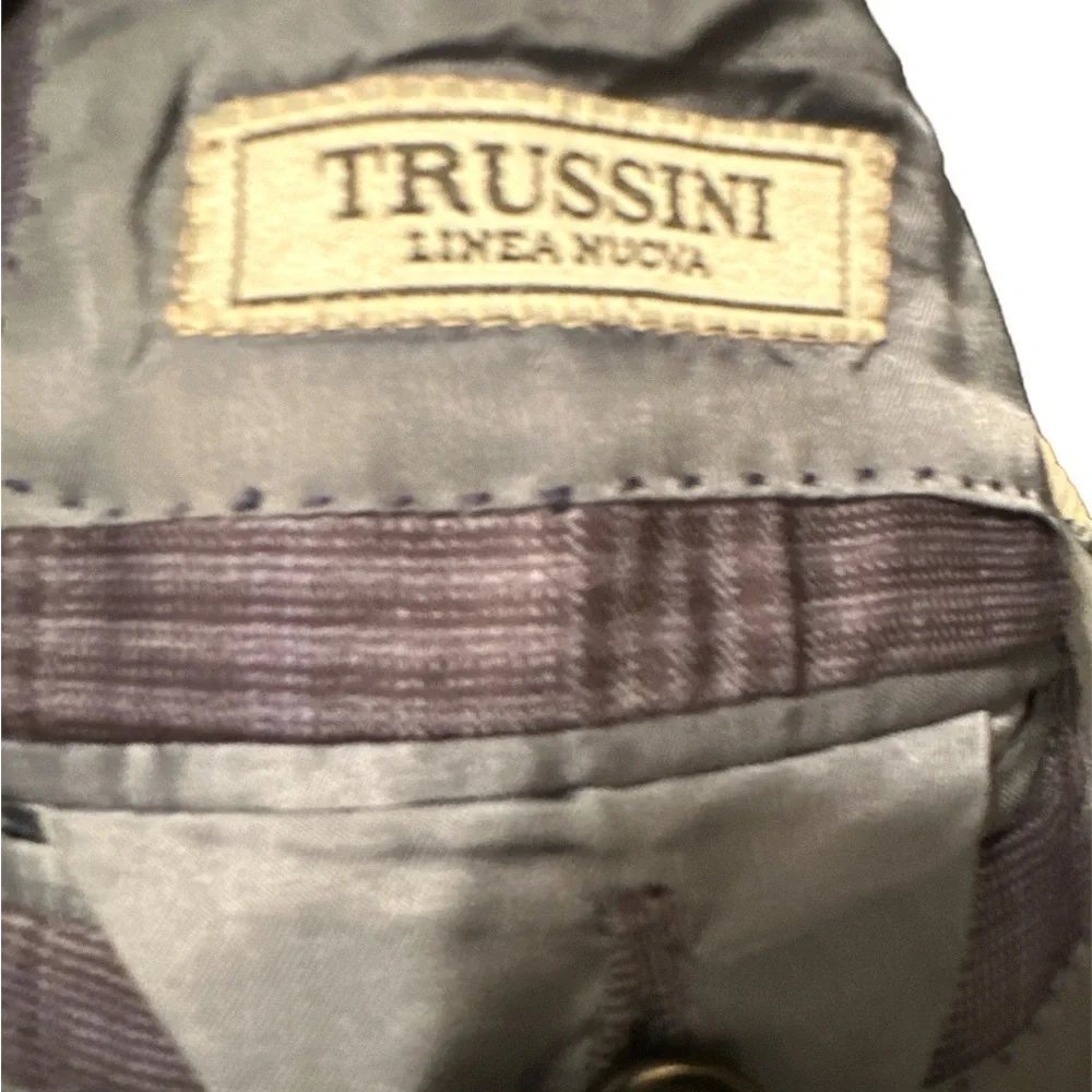 TRUSSINI made In Italy Super 130’s Wool Check Print Jacket Size 42R (52 Italian)